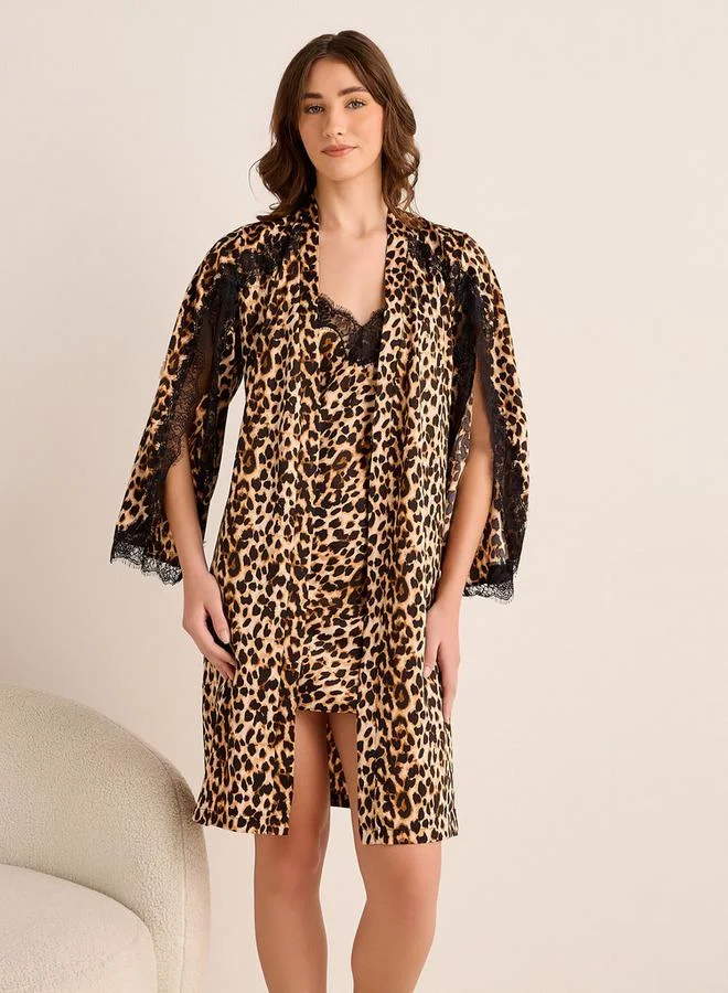 Splash FAV Knee Length Sleeveless Night Dress with Robe